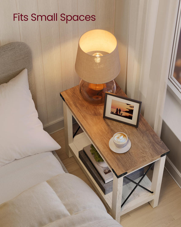 2-Tier Farmhouse End Table with Bottom Shelf