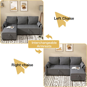 L-Shaped Sleeper Sofa with Pull-Out Bed & Storage