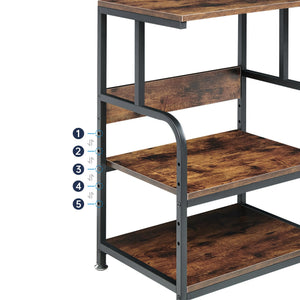 3-Tier Rolling Printer Cart with Height-Adjustable Shelf