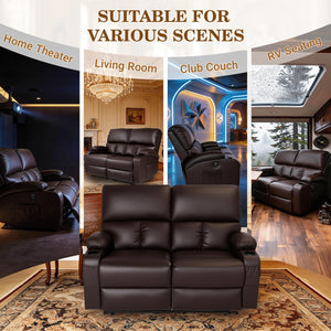 2-Seater Massage Recliner Loveseat with Heat & USB