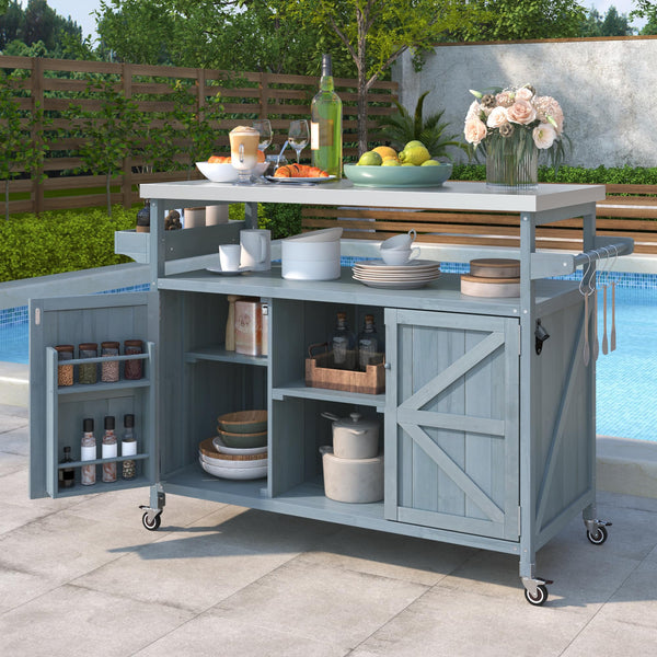 Rolling Outdoor Grill Cart with Storage