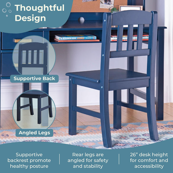 Kids Desk and Chair Set with Hutch and Storage