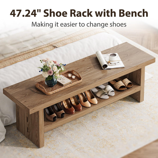 2-Tier Entryway Bench with Shoe Storage