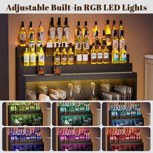 LED Wine Bar Cabinet with Liquor Display & Wine Rack