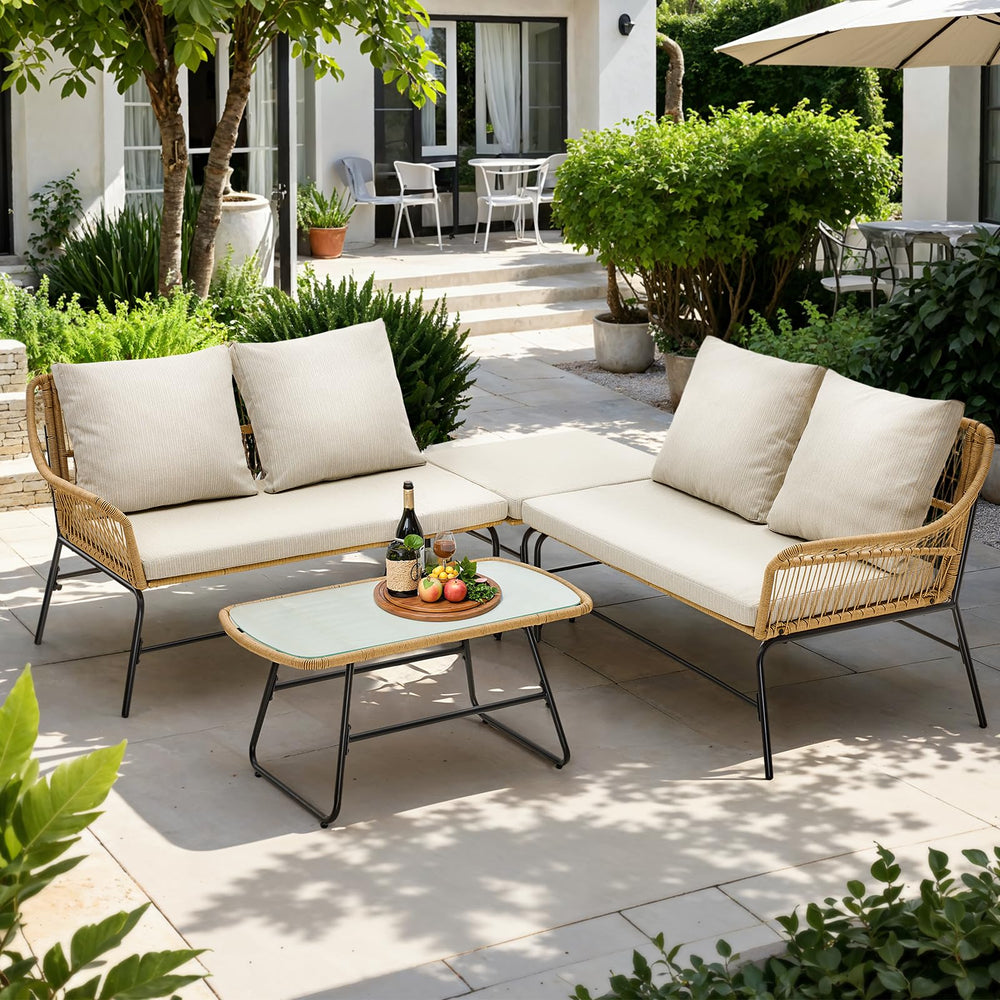 4-Piece Outdoor Sectional Sofa Set with Coffee Table