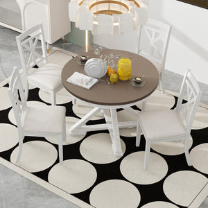 Round Extendable Dining Table Set for 4, 5-Piece