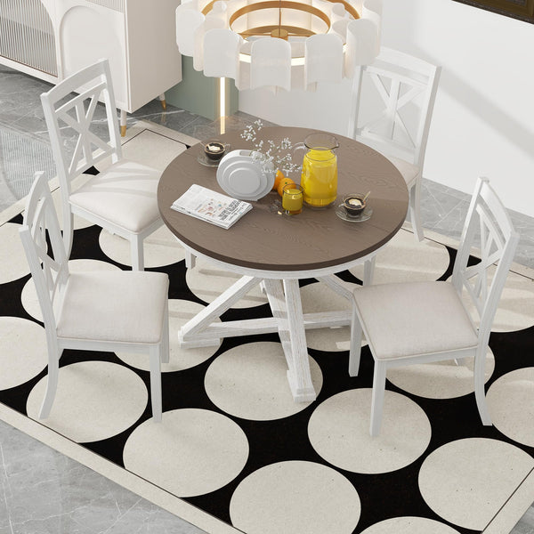 Round Extendable Dining Table Set for 4, 5-Piece