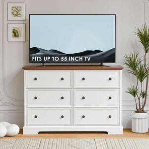 6-Drawer Dresser with Anti-Tip Kit – White Bedroom Chest