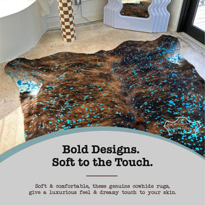 Genuine Cowhide Rug – Metallic Gold Devore on Champagne 6'x7'