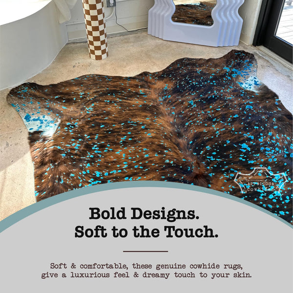Genuine Cowhide Rug – Metallic Gold Devore on Champagne 6'x7'