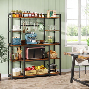 55" Wide 5-Tier Baker's Rack with Hutch & 11 Hooks
