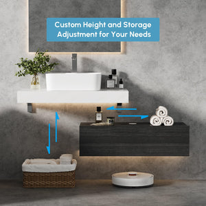 35" Floating Bathroom Vanity with Sintered Stone Countertop & Ceramic Sink