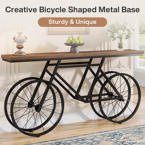 70.87" Industrial Console Table with Bicycle Metal Base