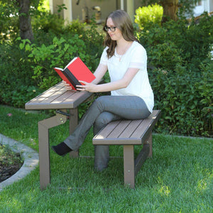 Convertible Bench Table – Faux Wood, Weather-Resistant