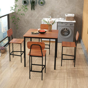 5-Piece Counter Height Dining Table Set with 4 Bar Stools