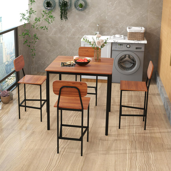 5-Piece Counter Height Dining Table Set with 4 Bar Stools