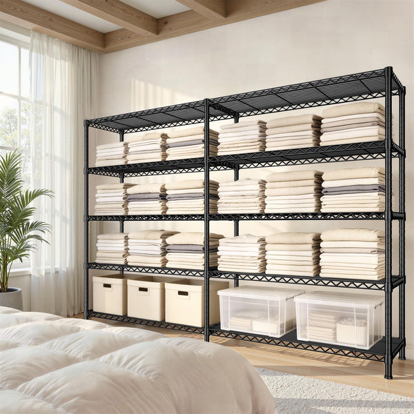 5-Tier Heavy Duty Wire Shelving Unit with Adjustable Shelves