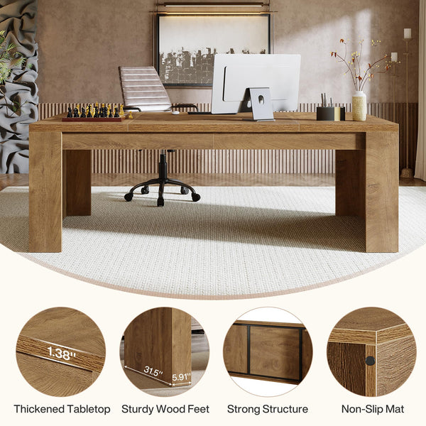 70.86-Inch Large Executive Computer Desk with Double Pedestal Legs