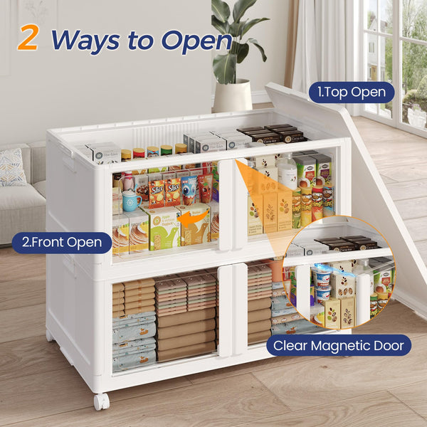 250-Gallon 5-Tier Stackable Storage Cabinet with Wheels and Clear Doors