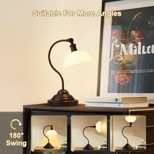 Cordless LED Table Lamp with Swing Arm & Plastic Shade