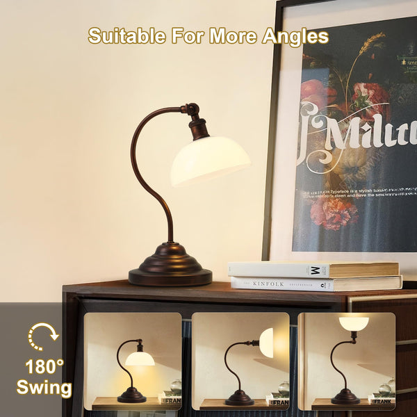 Cordless LED Table Lamp with Swing Arm & Plastic Shade