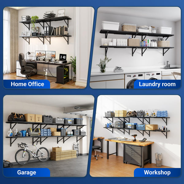Heavy Duty Perforated Wall Shelf 4-Tier 1400 lbs Garage Storage Rack