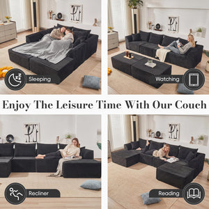 130" Modular Sectional Sofa with Ottomans