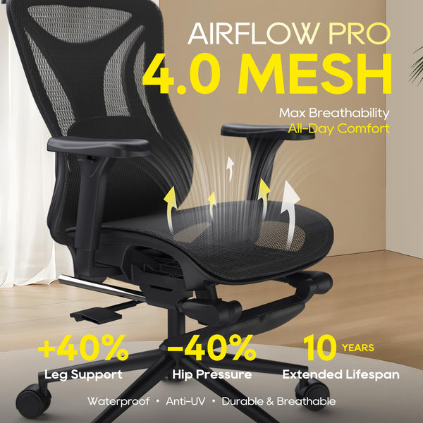 Ergonomic Office Chair with Footrest & Mesh Back