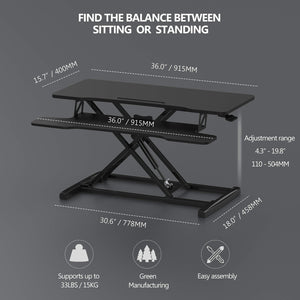 Height Adjustable Standing Desk Converter 36-Inch