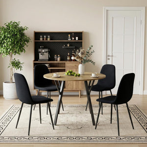 Round Dining Table Set for 4 with Upholstered Chairs