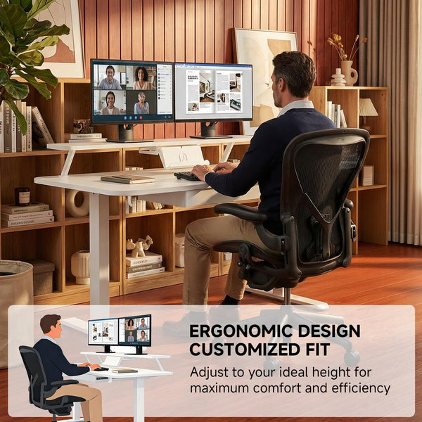 Electric Standing Desk with Drawers and Monitor Stand