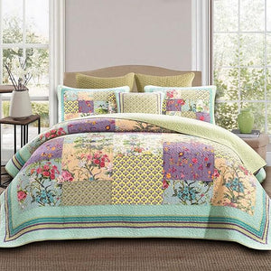 Patchwork Cotton Quilt Set with Pillow Shams