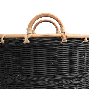 Handwoven Rattan Nesting Storage Baskets with Handles — Set of 3