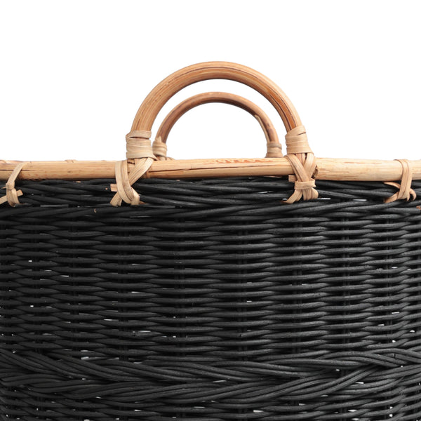 Handwoven Rattan Nesting Storage Baskets with Handles — Set of 3