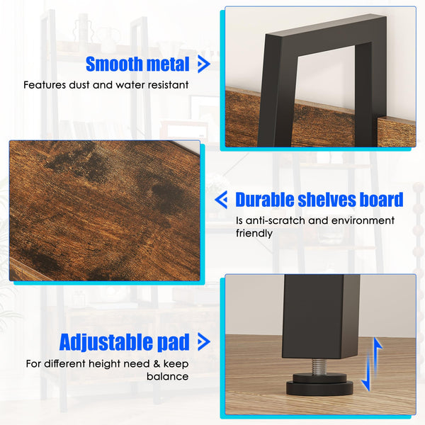 Ladder Bookshelf with 4 Doors & 12 Open Shelves