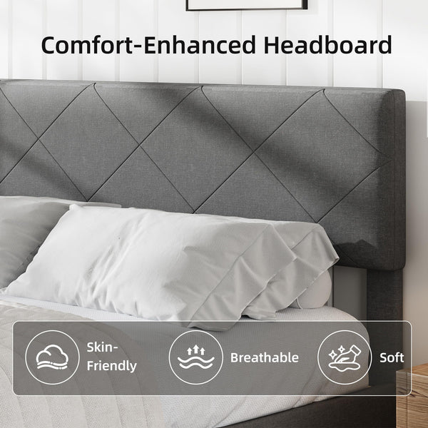 Upholstered Bed Frame with Diamond Quilted Headboard