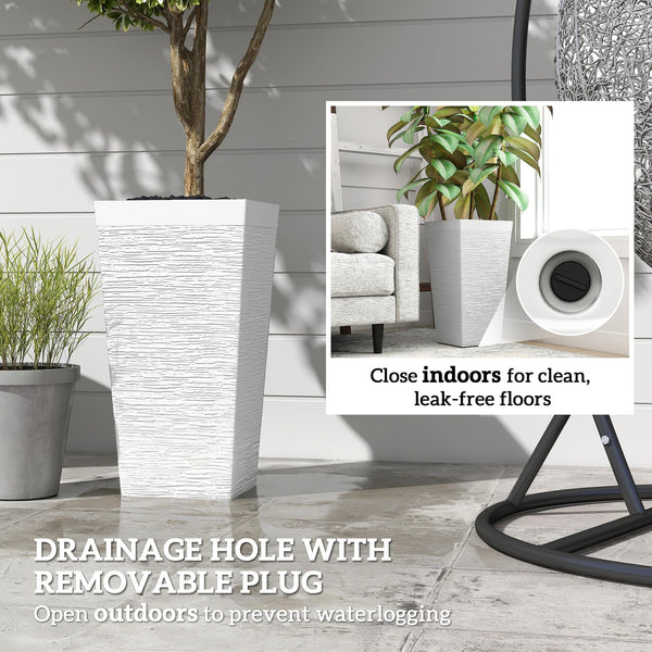 Tall Outdoor Planters Set of 3 with Wheels & Drainage