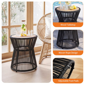 Outdoor Round Woven Side Table