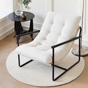 Modern Accent Chair with Metal Frame & Cushioned Seat