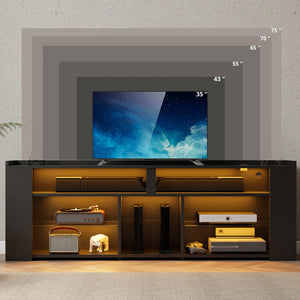 70.9" LED TV Stand with Power Outlet & Storage