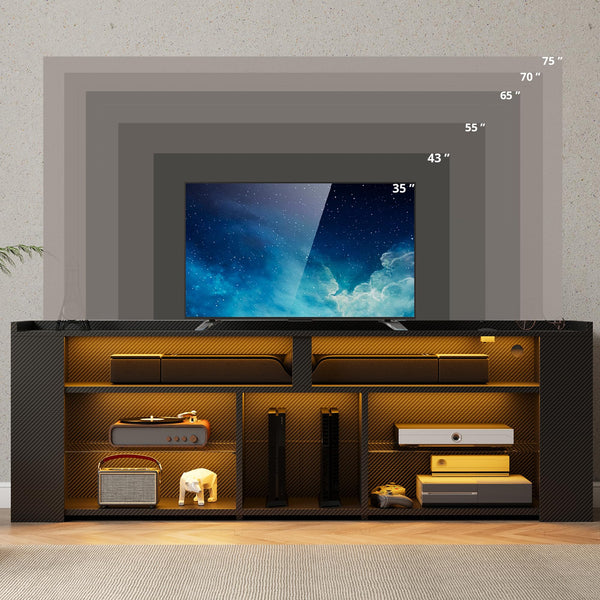70.9" LED TV Stand with Power Outlet & Storage