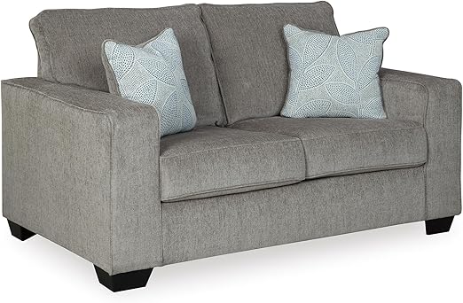 Modern Chenille Loveseat with Accent Pillows