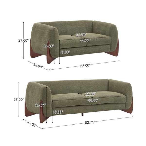 Boucle 2-Piece Sofa & Loveseat Set