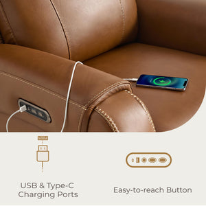 Power Recliner Chair with Adjustable Headrest & USB Ports