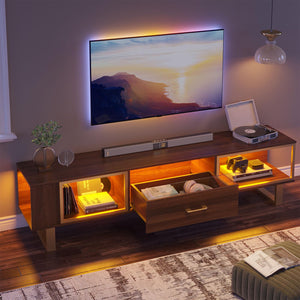 70-Inch LED TV Stand with Storage Drawer – Walnut