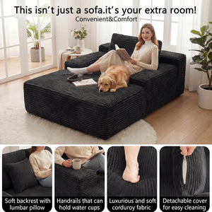 67" Oversized Corduroy Boneless Lounge Chair