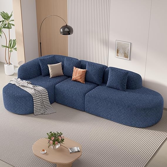114" Curved Modular Sectional Sofa with Chaise, L-Shape, No Assembly
