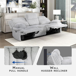 Corduroy Reclining Sofa Set with Pillow Top Arms & Pocket Coil Cushions