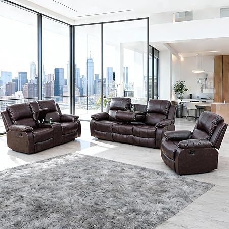 3-Piece Reclining Sectional Sofa with Storage Console