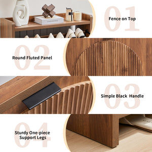 Flip Drawer Shoe Cabinet with Fluted Doors